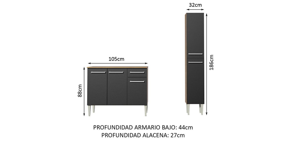 Cocina 137 Emilly Silver Negro