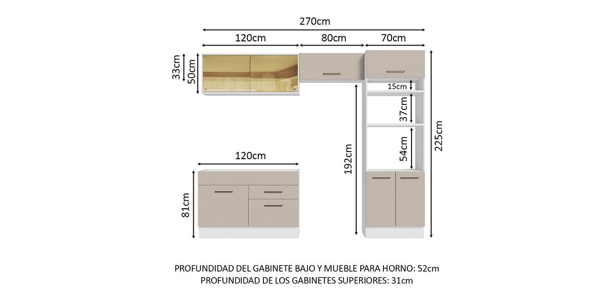 Cocina 270 cm Agata Beige