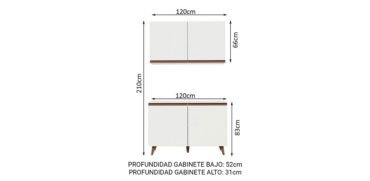 Cocina 120 cm Reims Blanco