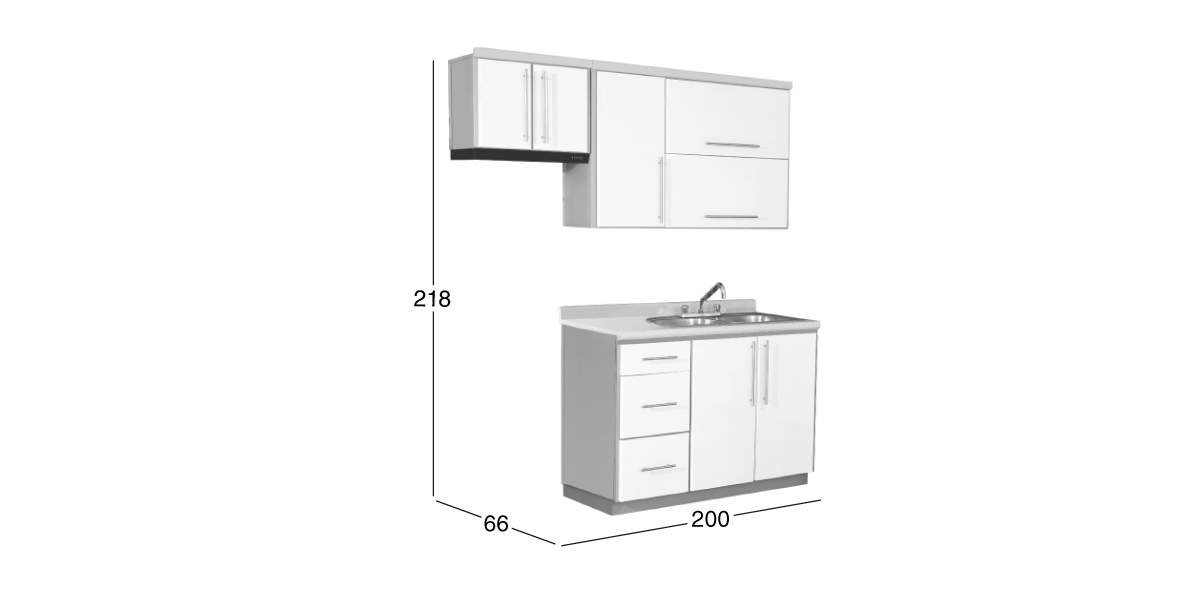 Cocina 200 cm Osaka Lazzi Blanco