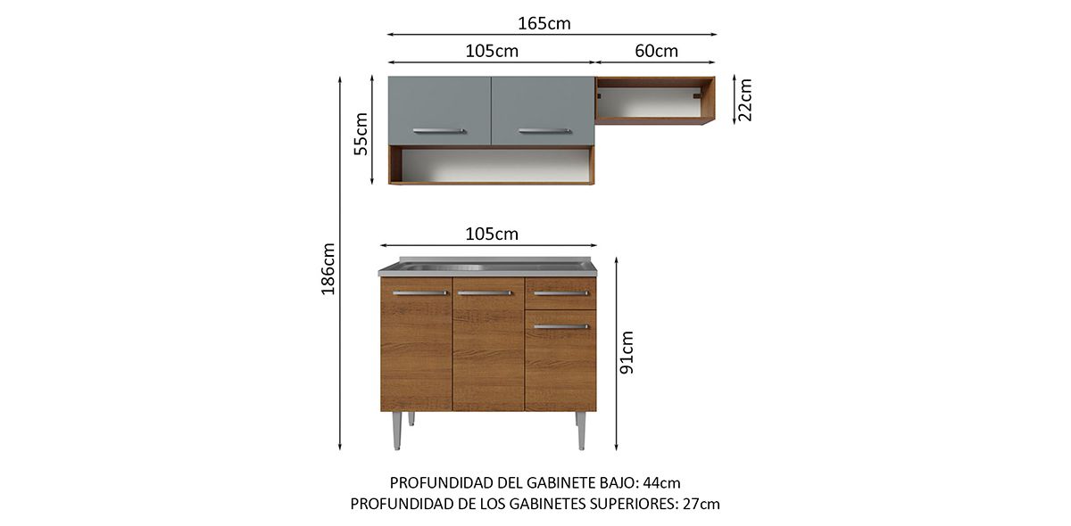 Cocina 165 cm Emilly Café