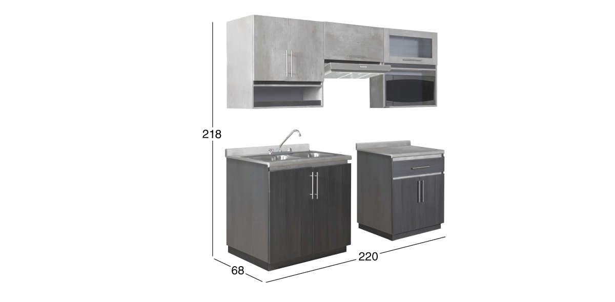 Cocina 240 cm Clara Gris