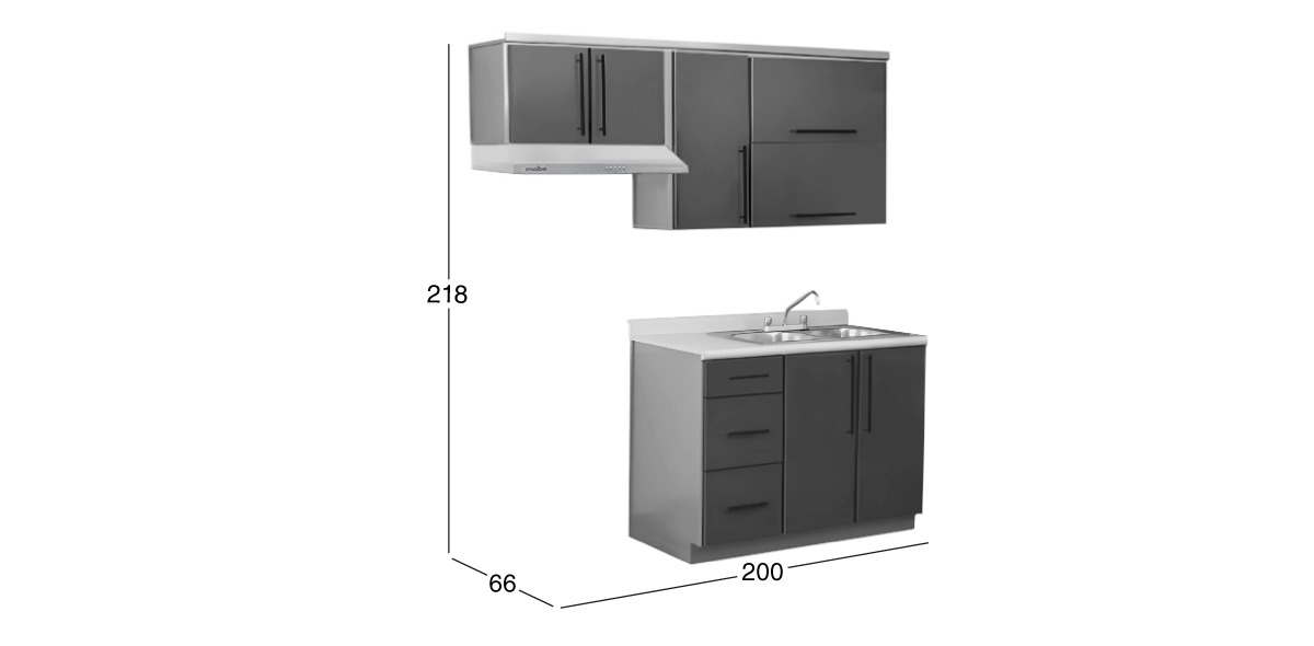 Cocina 200 cm Osaka Lazzi Gris