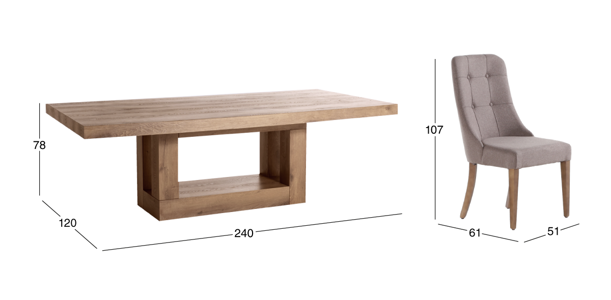 Comedor Rectangular Anka 240 cm con 6 Sillas Atenea Café