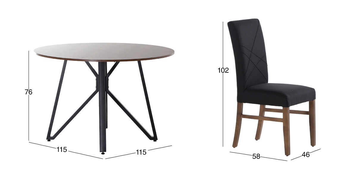 Comedor Hudson y 4 Sillas Matisse Gris