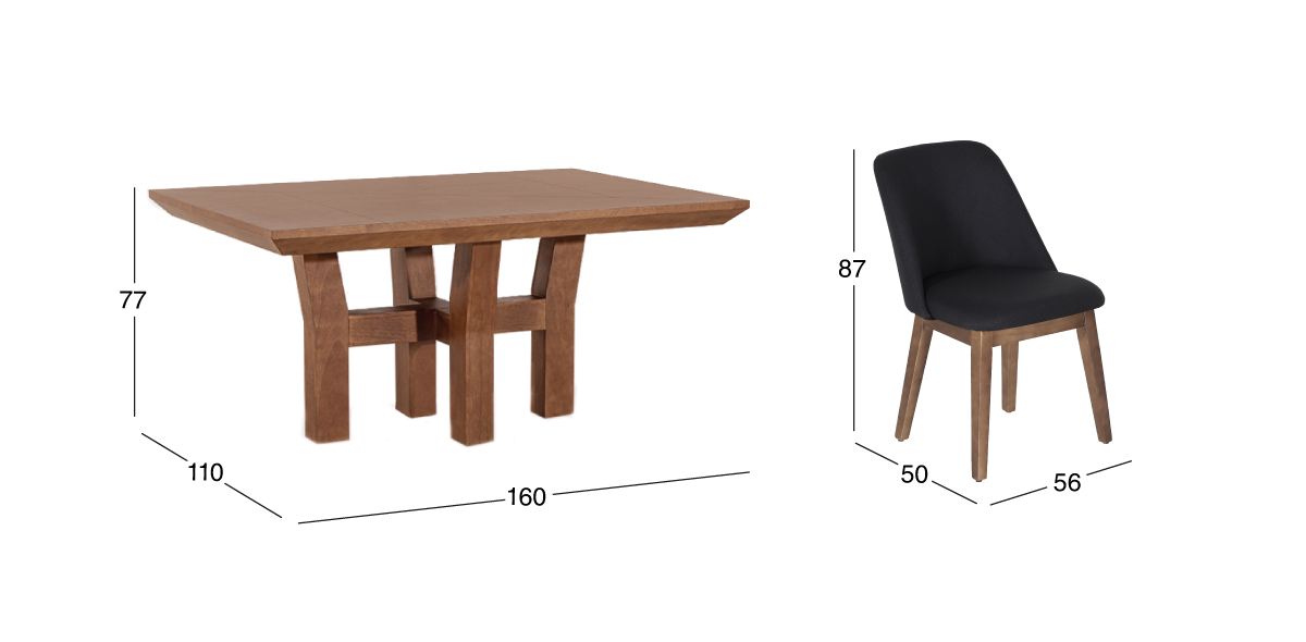 Comedor Rectangular Kansas con 6 Sillas Olaf Gris Oxford