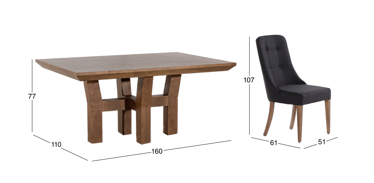 Comedor Kansas con 4 Sillas Atenea Gris Oxford