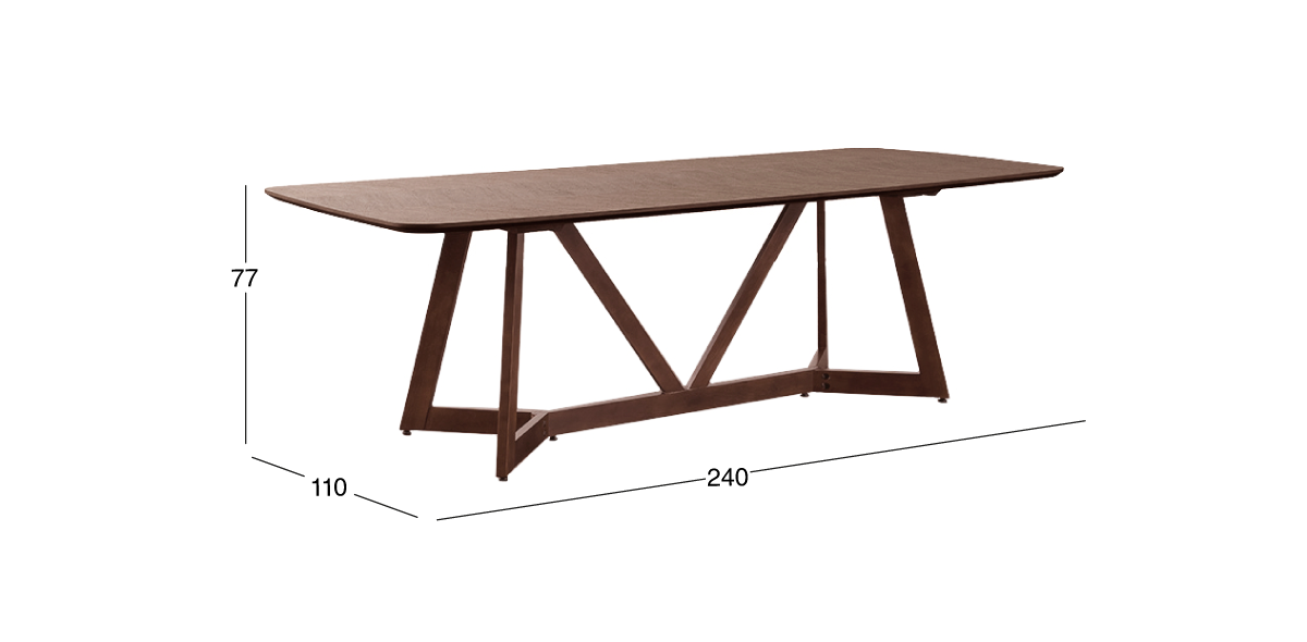 Mesa Comedor Rectangular 240 cm Valenza Café