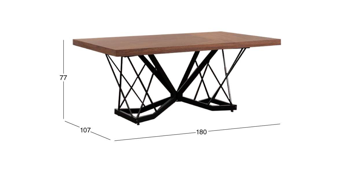 Mesa Comedor Rectangular 180 cm Piastri Café