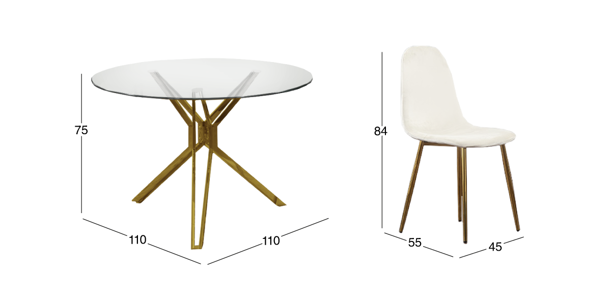 Comedor Redondo de Cristal Trivor Beige 5 Piezas