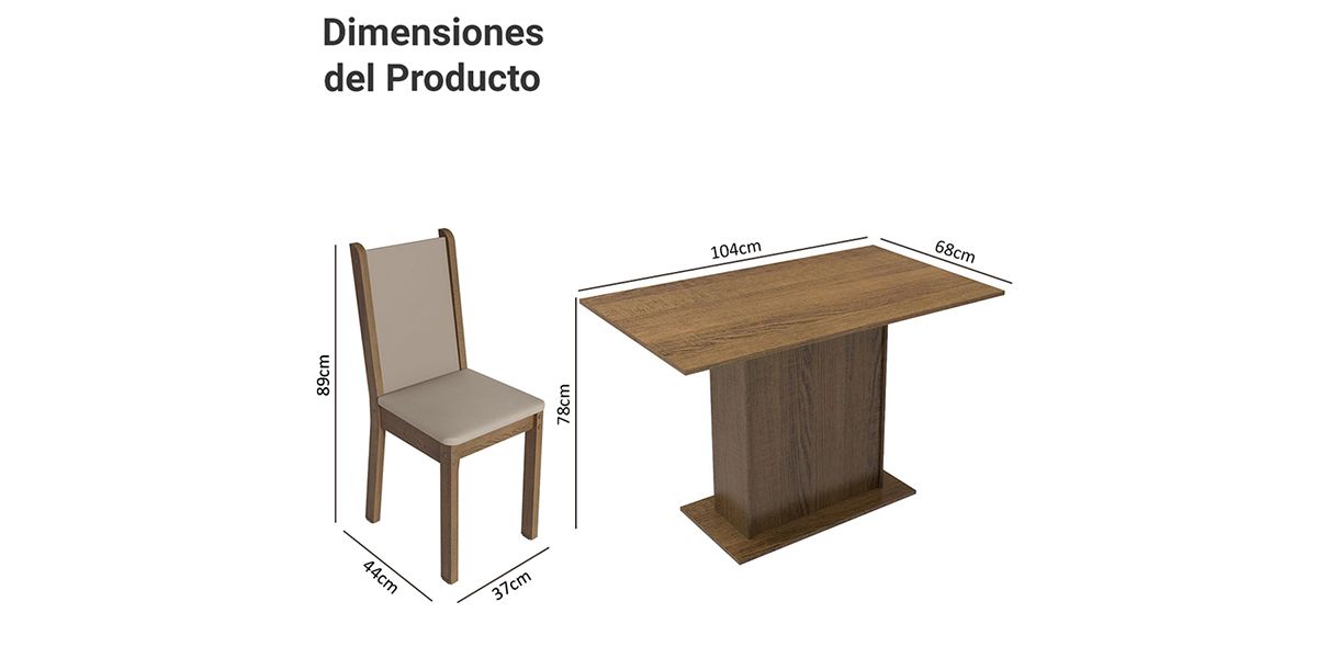 Comedor Rectangular Talita Café 5 Piezas