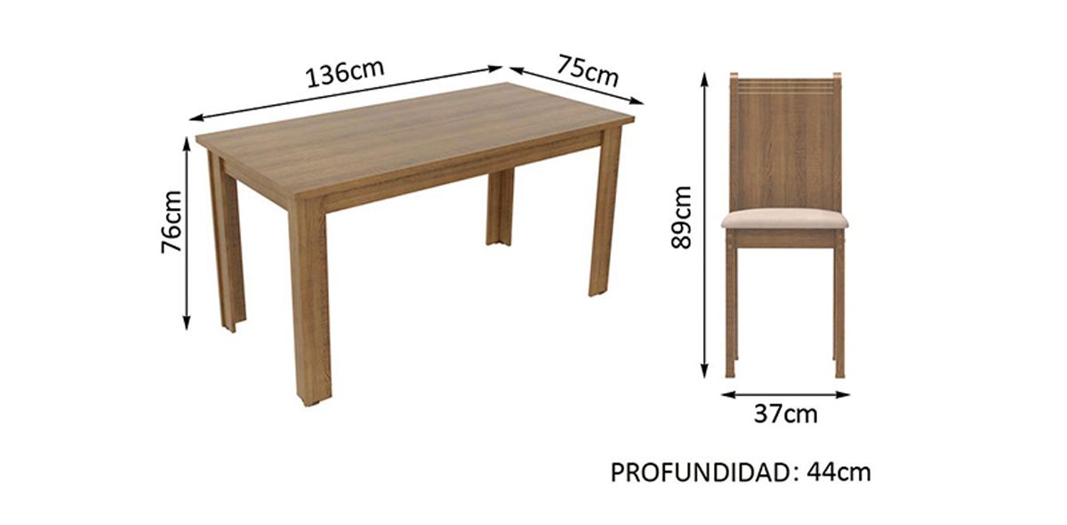 Comedor Rectangular Rosie Café 5 Piezas