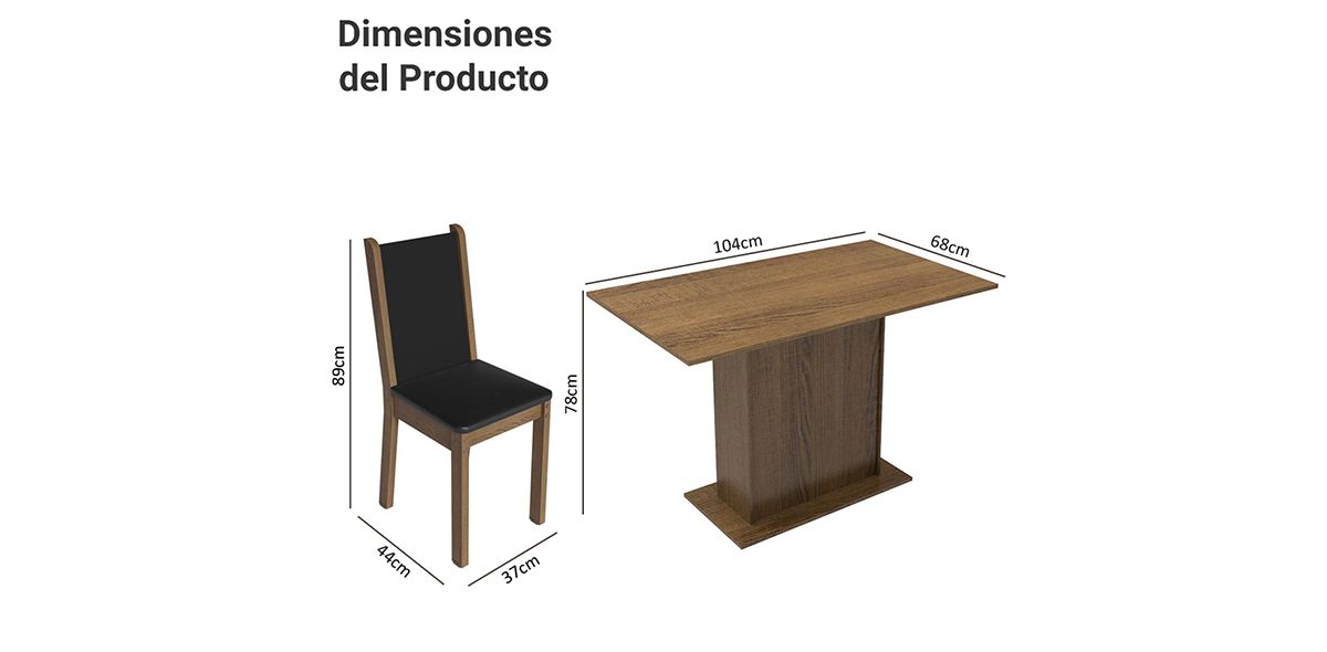 Comedor Rectangular Talita Café 5 Piezas