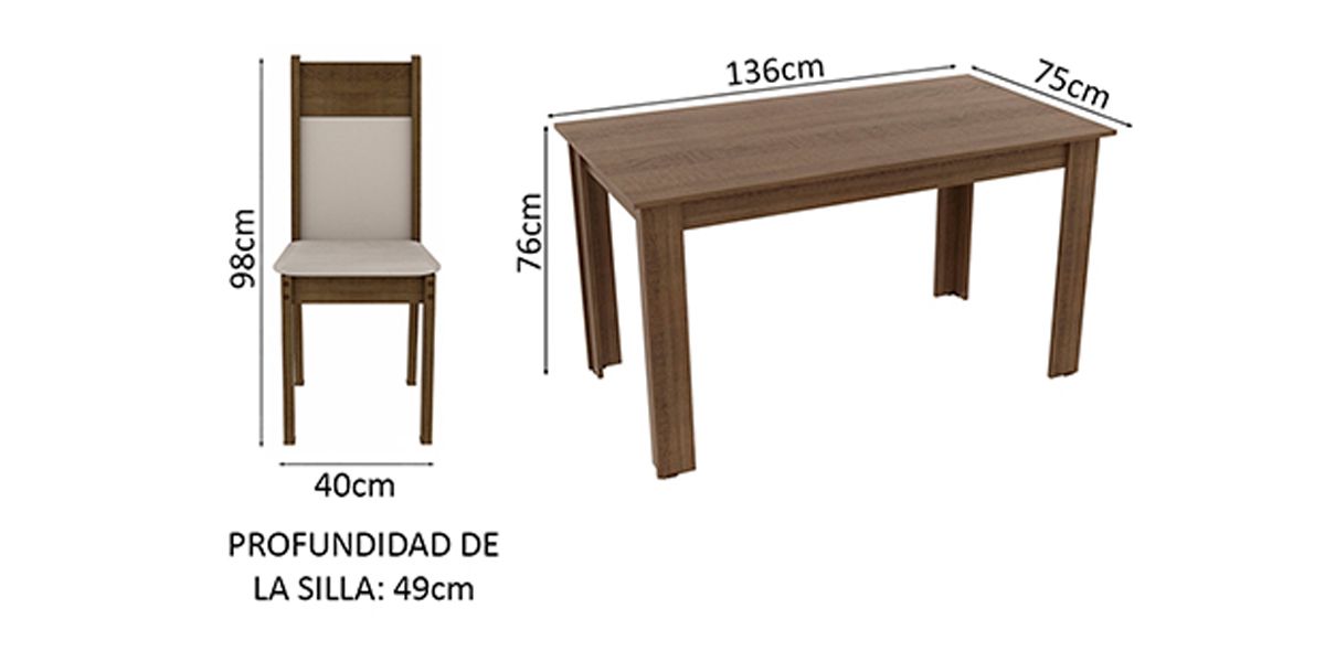 Comedor Rectangular Jaine Café 7 Piezas I