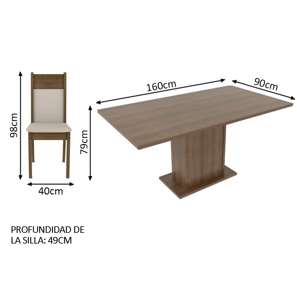 Comedor Rectangular Lousiana Pl Café 7 Piezas
