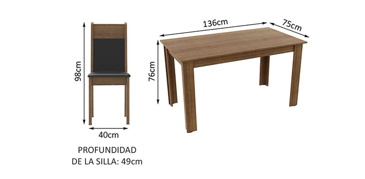 Comedor Rectangular Medelin Negro 7 Piezas