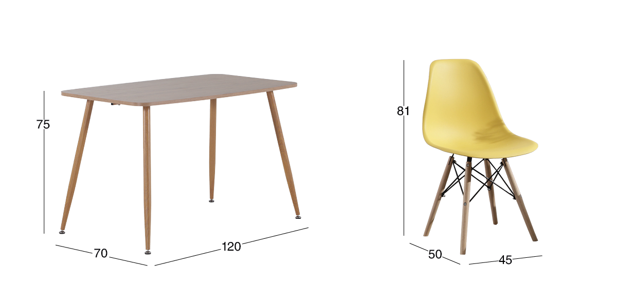 Comedor Murcia Café con 4 Sillas Atlas In Amarillo