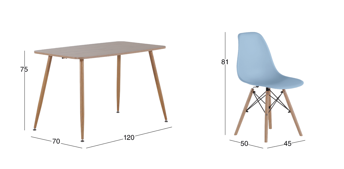Comedor Murcia Café con 4 Sillas Atlas In Azul