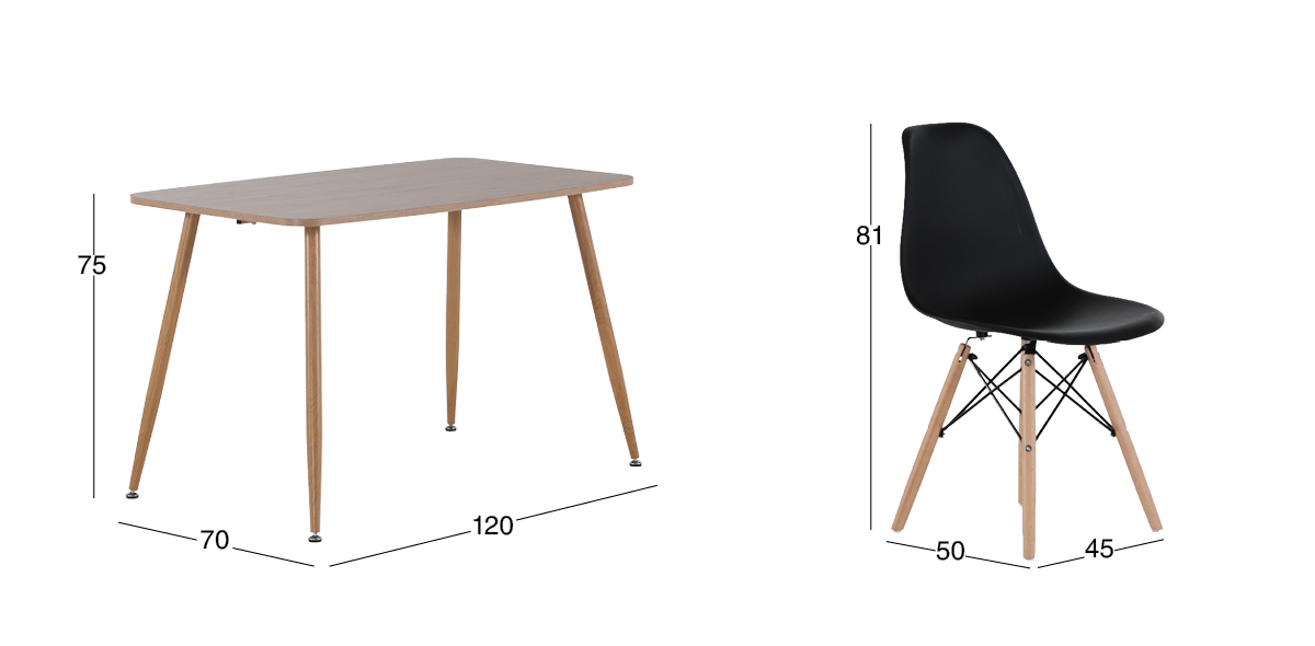 Comedor Murcia Café con 4 Sillas Atlas In Negro