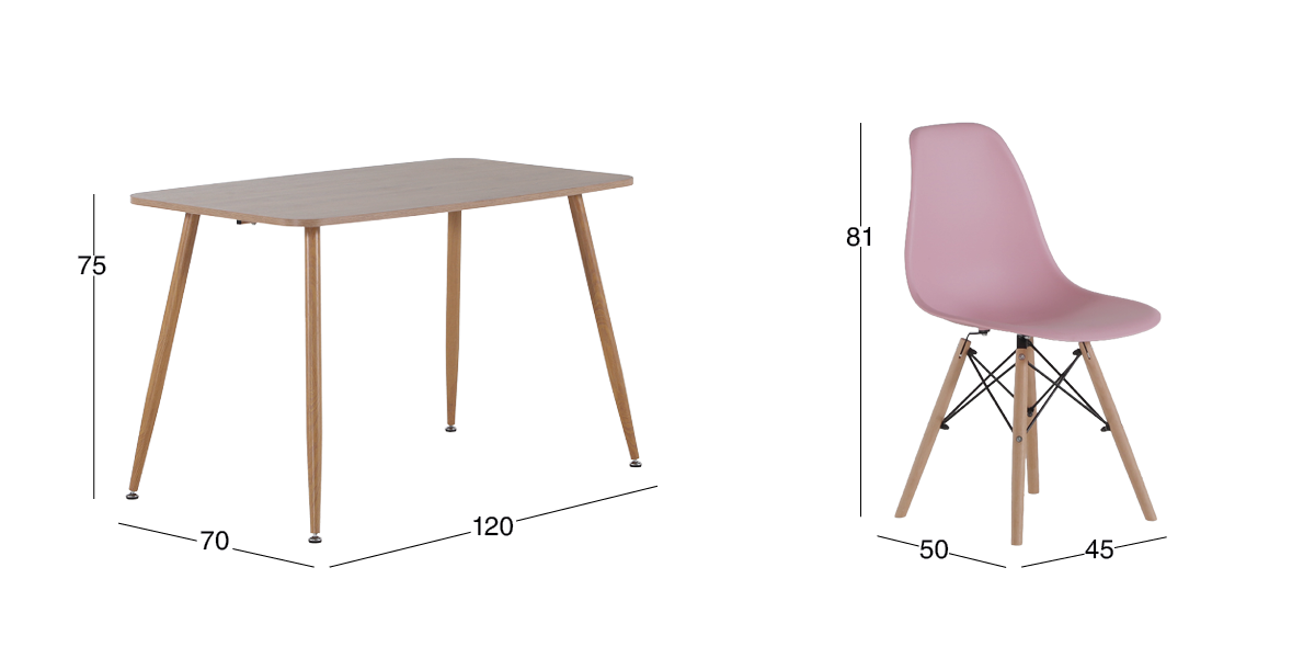 Comedor Murcia Café con 4 Sillas Atlas In Rosa