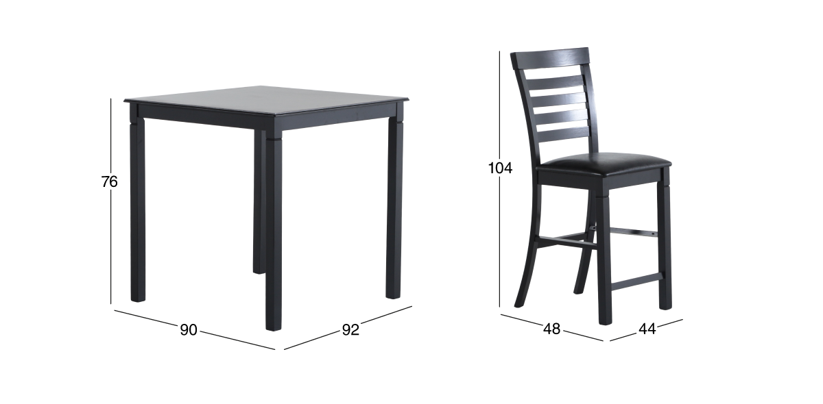 Comedor Alto Rigel con 4 Sillas Negro