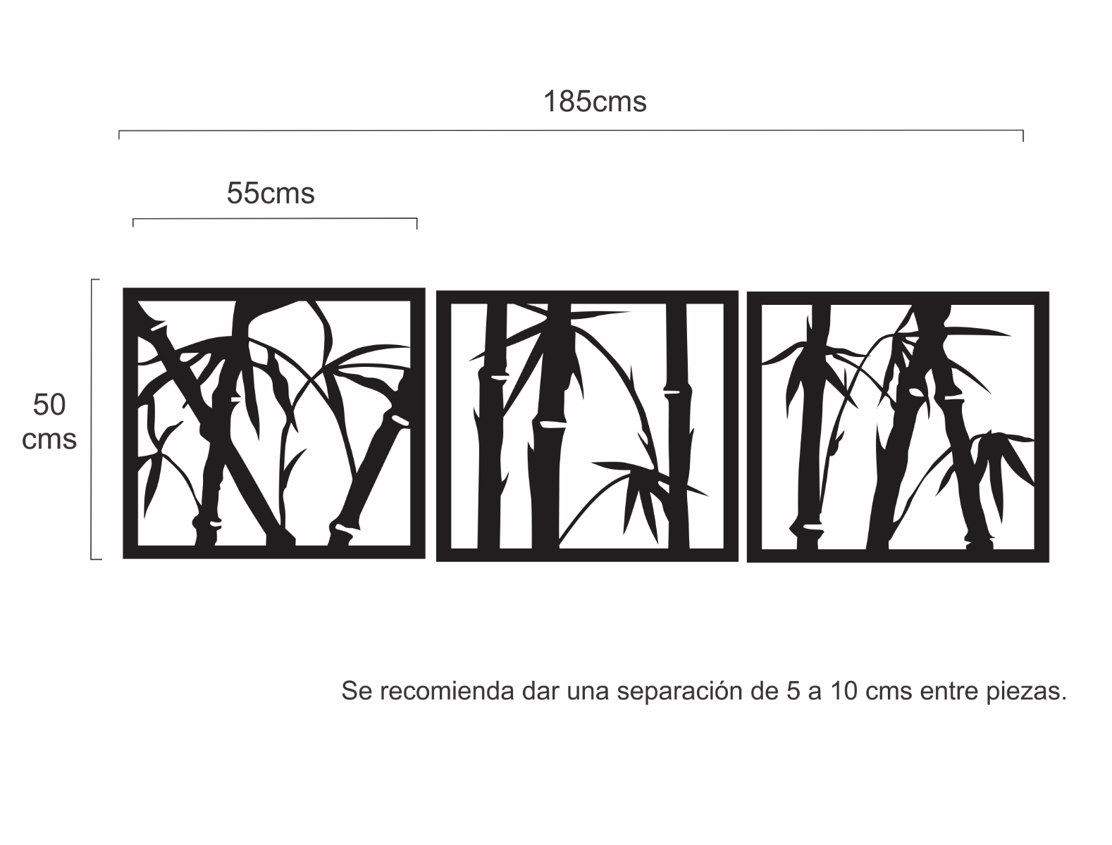 Set de 3 Figuras Decorativas para Pared Bambú Blanco