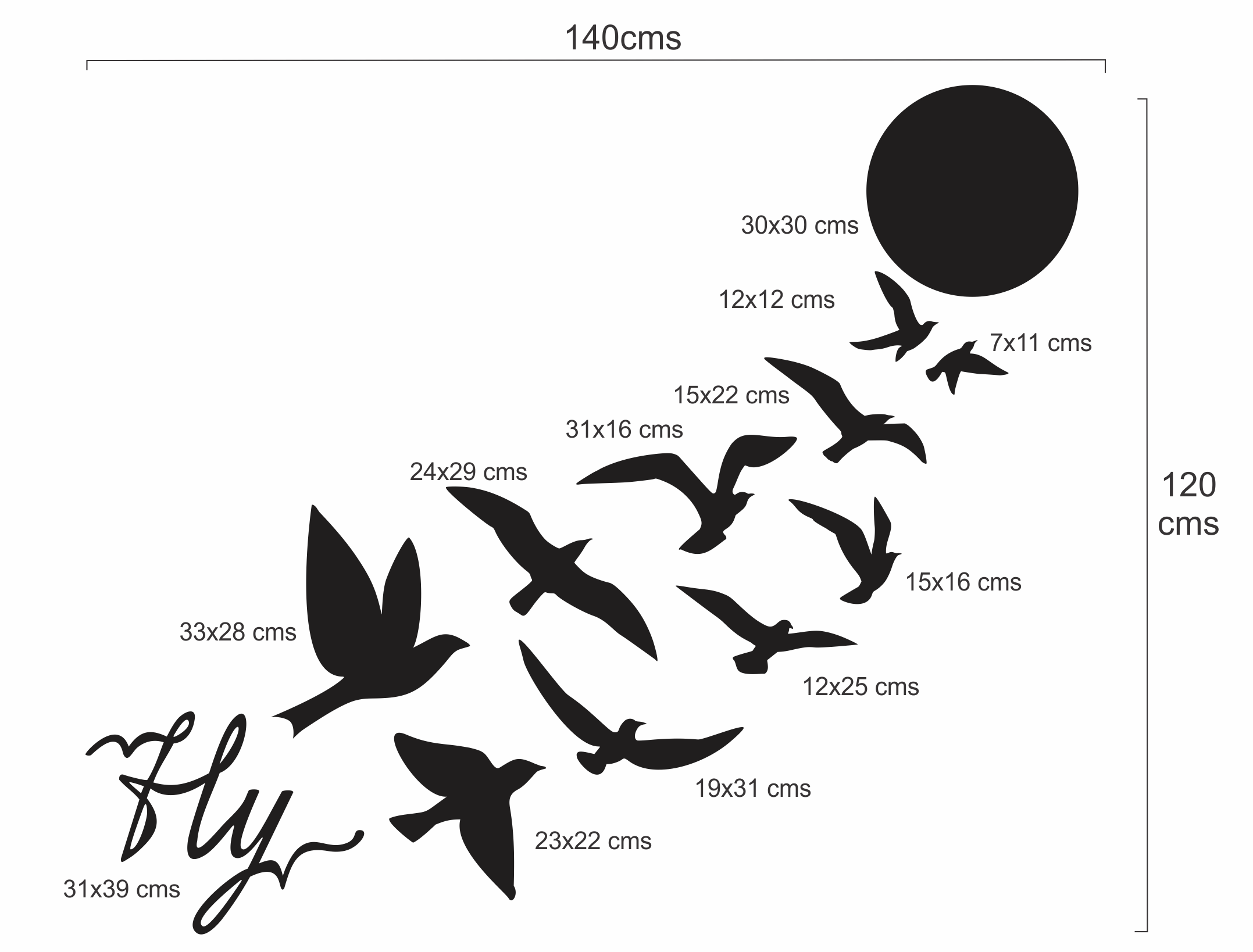 Set de 12 Figuras Decorativas para Pared Fly Café