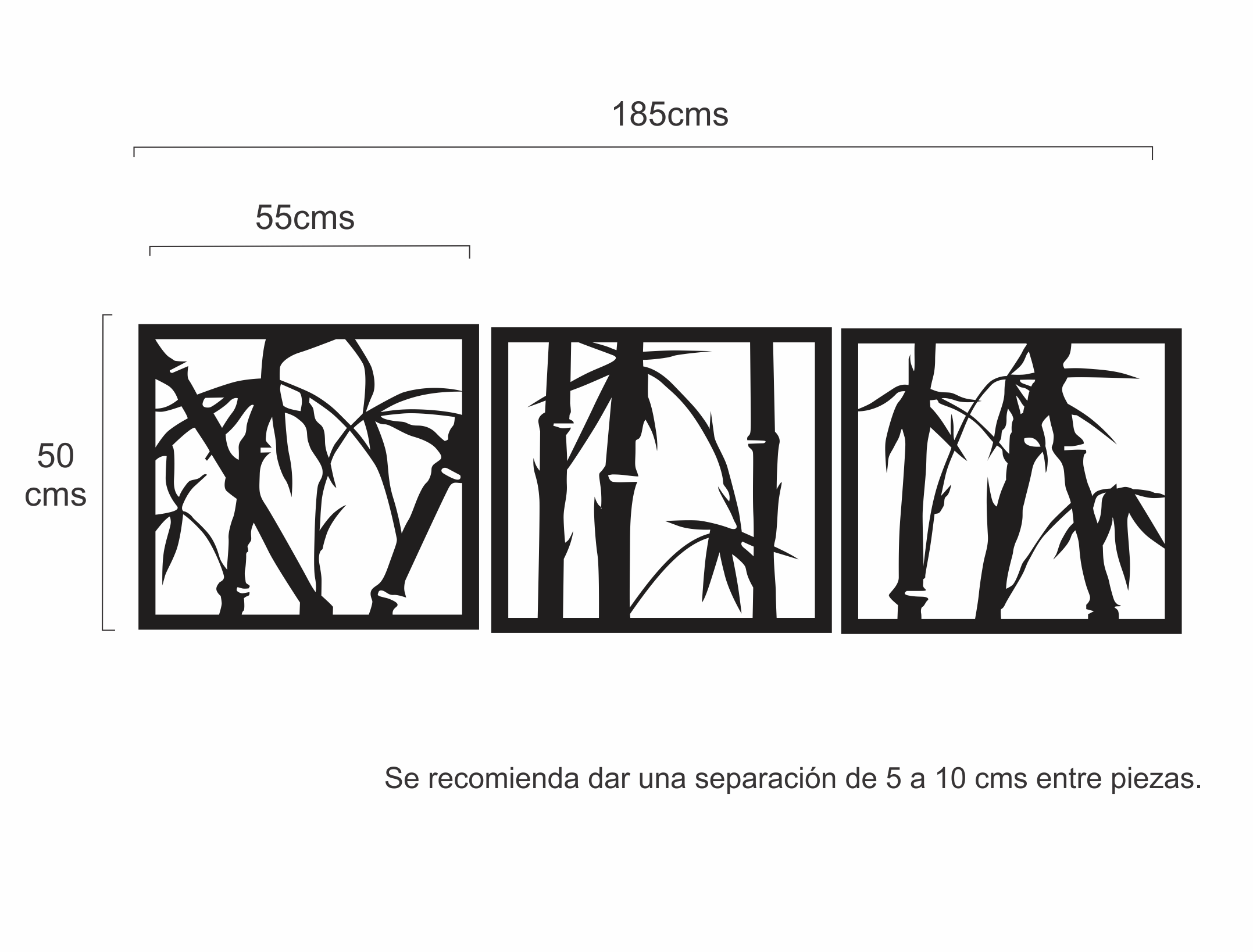 Set de 3 Figuras Decorativas para Pared Bambú Negro