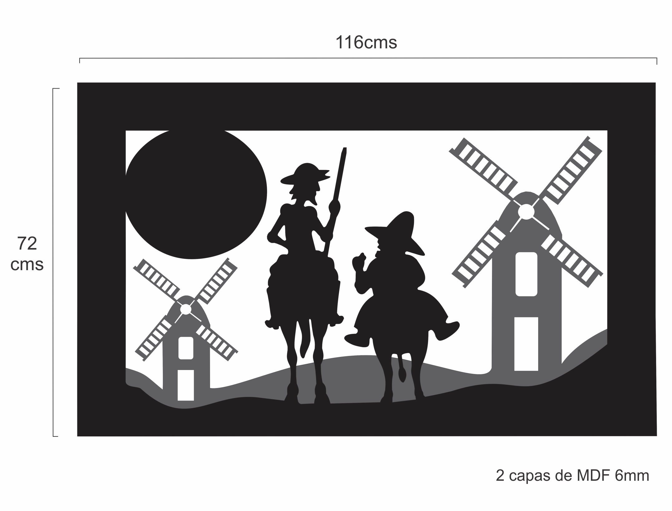 Cuadro decorativo para Pared Quijote Negro