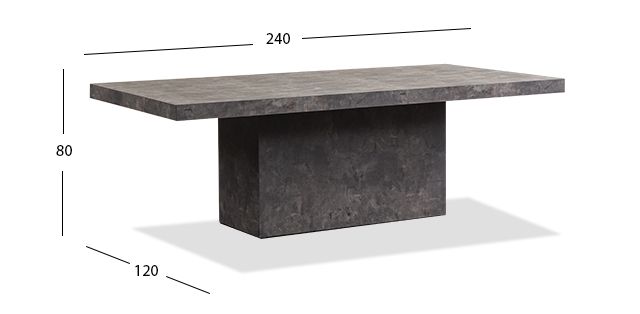 Mesa Comedor 240 x 120 cm Rectangular Stone  Gris