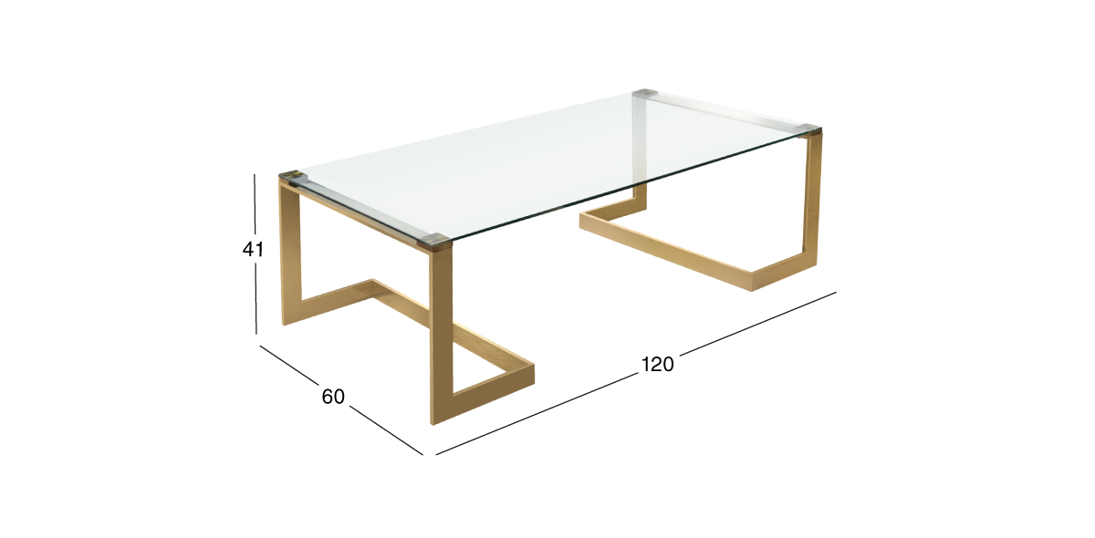 Mesa de Centro Cristal Clau Dorado