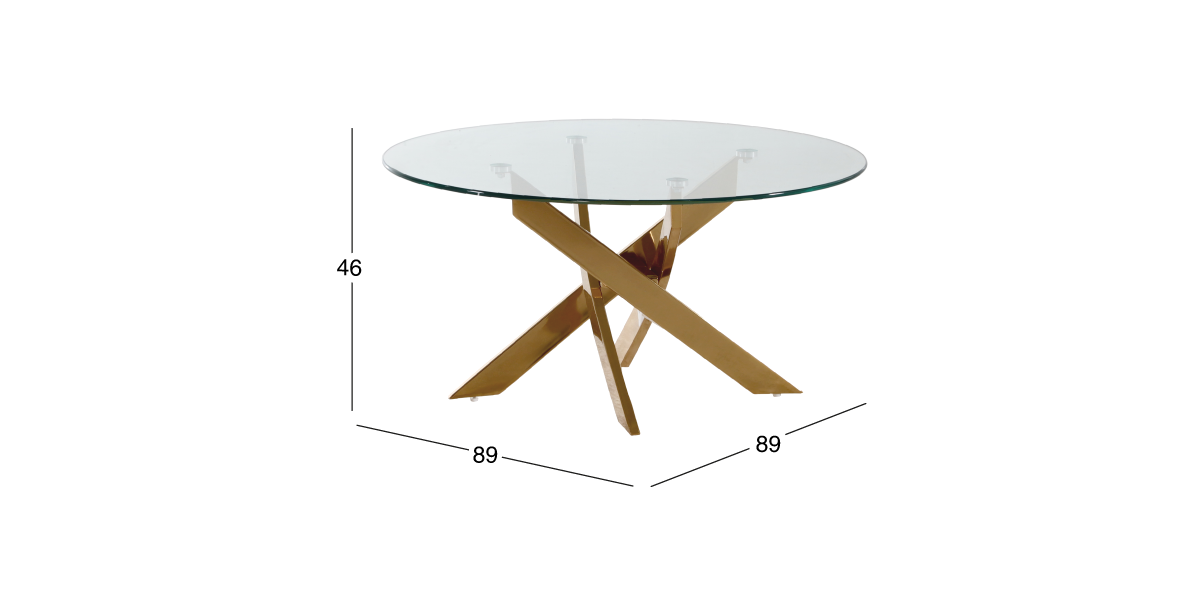 Mesa de Centro Cristal Loreta Dorado