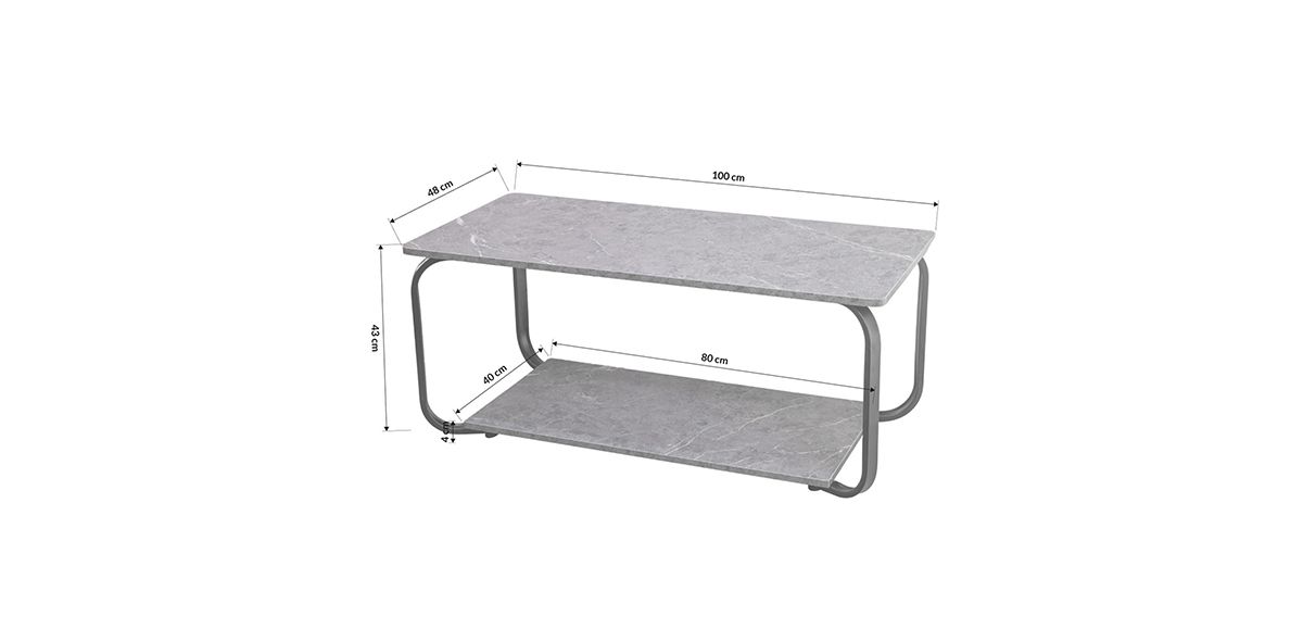 Mesa De Centro Rectangular Oslo Gris