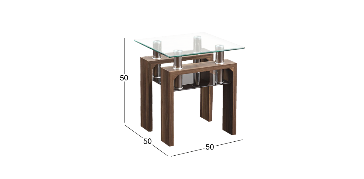 Mesa Lateral Cuadrada 50 cm Galeana Café