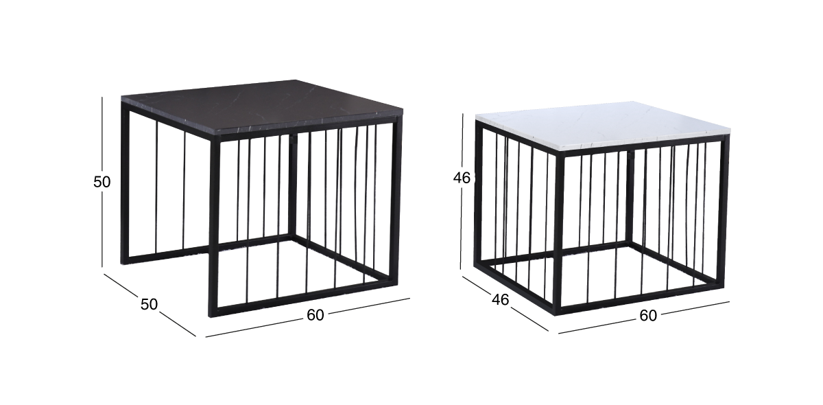 Mesas Nido Cuadradas 2 Piezas Dominic Negro