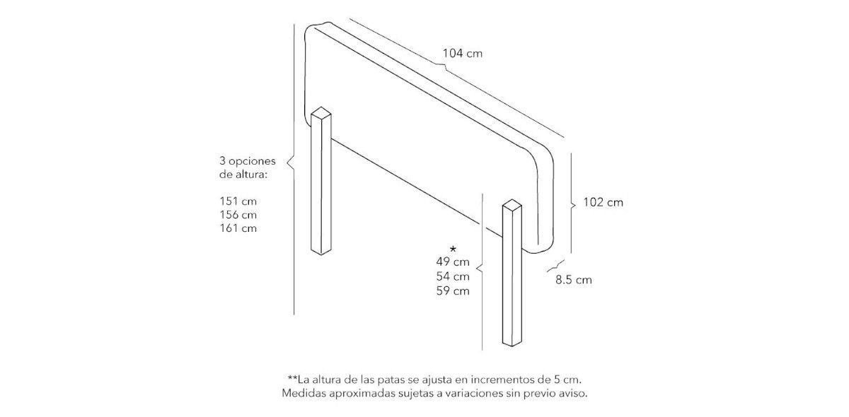 Cabecera Individual Altura Regulable Argos Azul