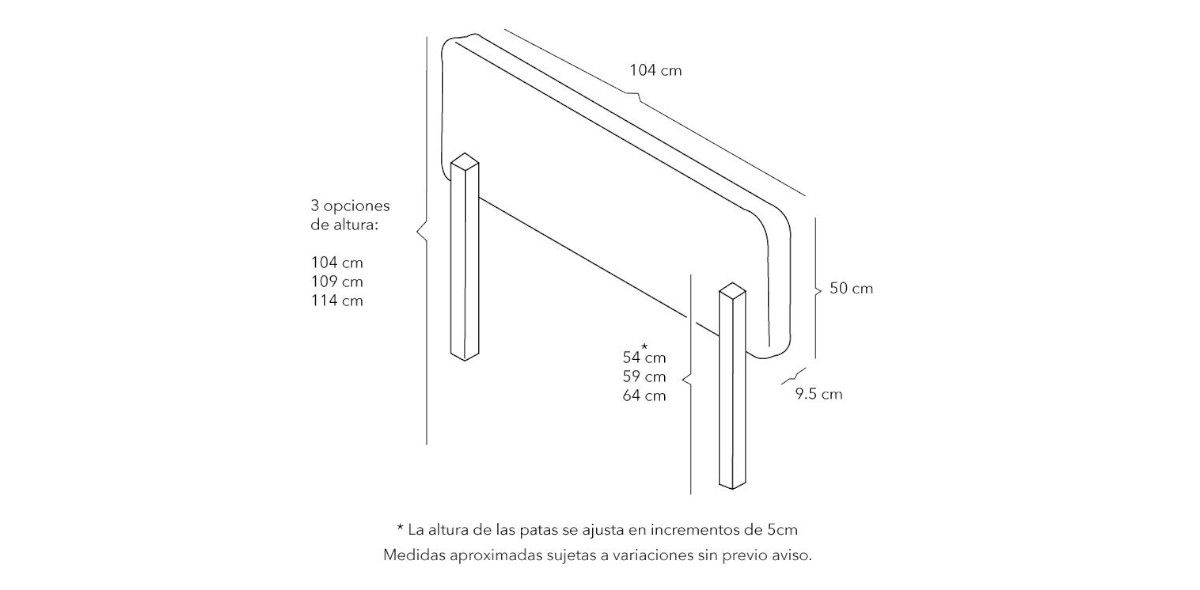 Cabecera Individual Altura Regulable Bilbao Gris