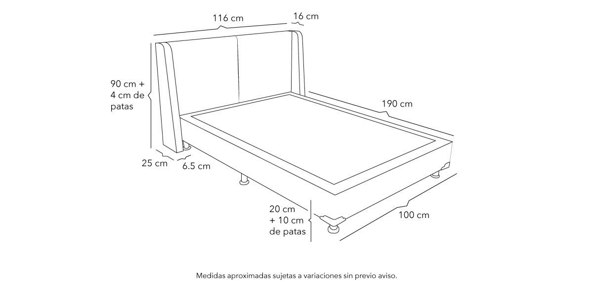 Cama Individual Milan  Azul