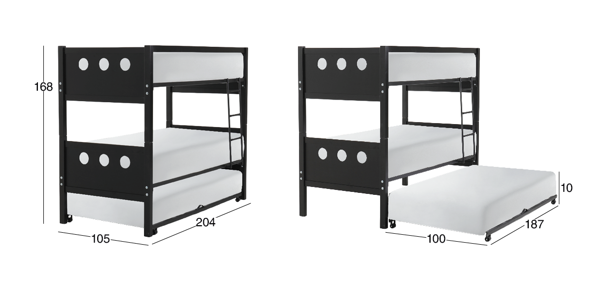 Litera Indivudual-Individual Elena Café con Cama Baja Alondra