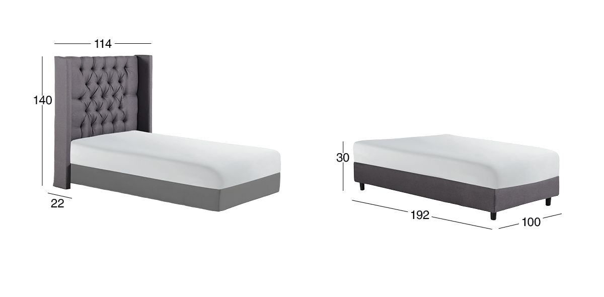 Cama Individual Valeria Gris