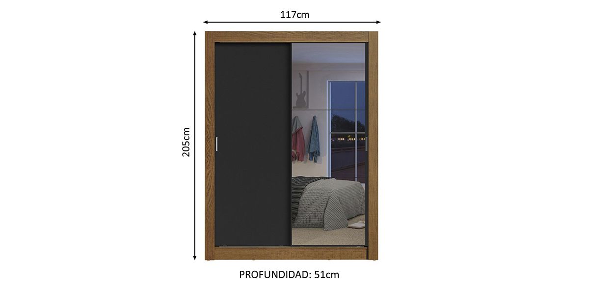 Armario 117 cm Darwin Negro