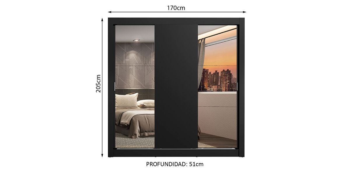 Armario con 2 Cajones Linn Negro