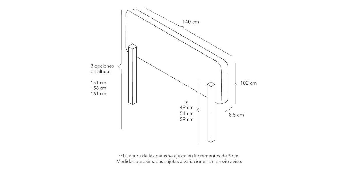 Cabecera Matrimonial Altura Regulable Argos Azul