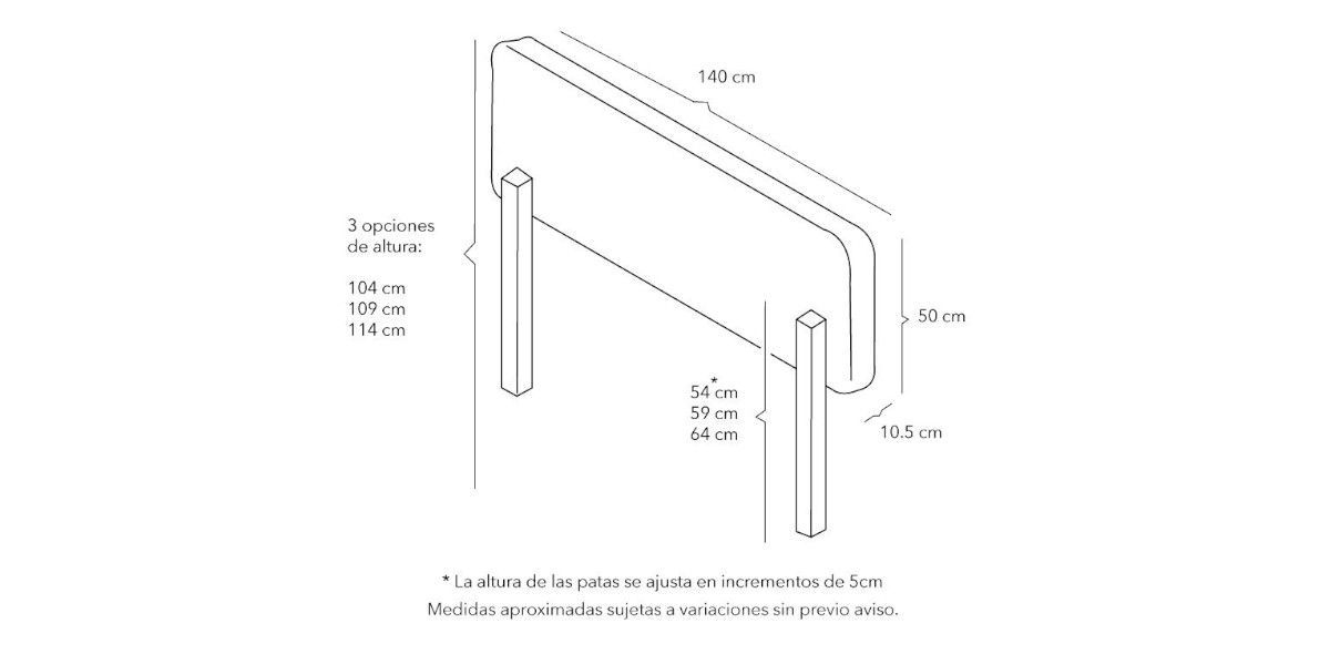 Cabecera Matrimonial Altura Regulable Logan Gris