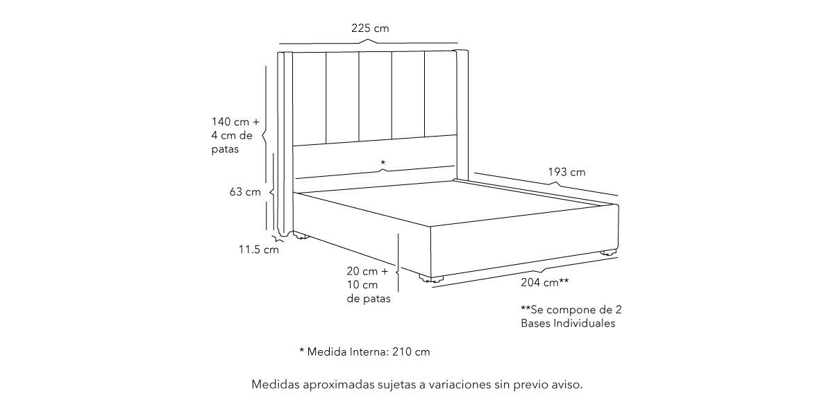 Cama King Size Nizza Gris