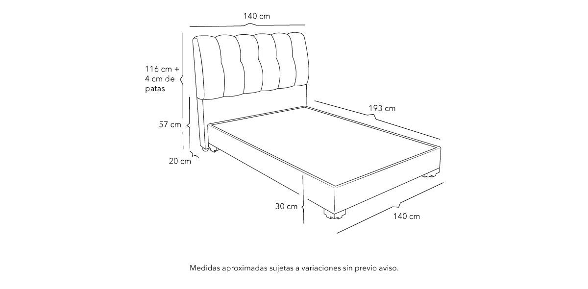 Cama Matrimonial Nube Beige