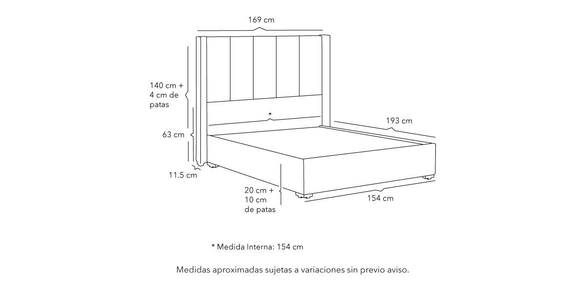 Cama Queen Size Nizza Gris