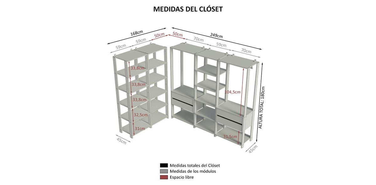 Closet 417 cm Valencia Café