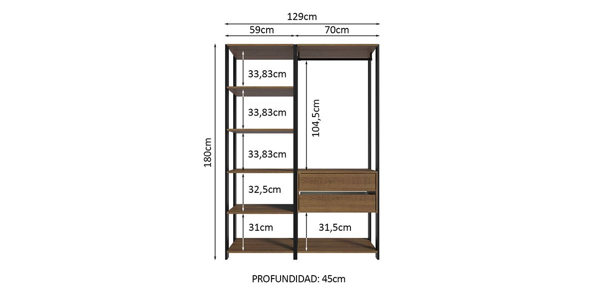 Clóset 129 cm Valencia Café