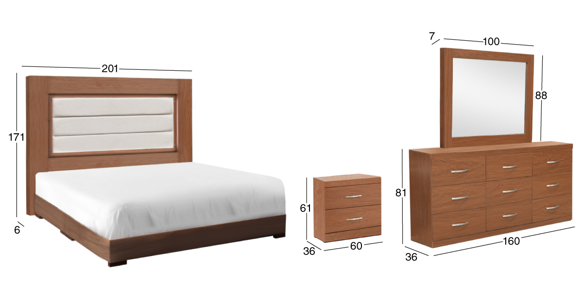 Recámara 5 Piezas King Size Camila Café 